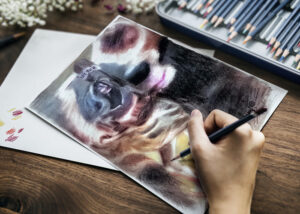 Polychromos Zeichnung - Hexe auf dem Scheiterhaufen - Gezeichnet von Jennica Thiel