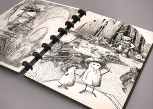 Finelinerzeichnung Pilze im Wald - Gezeichnet von Jennica Thiel